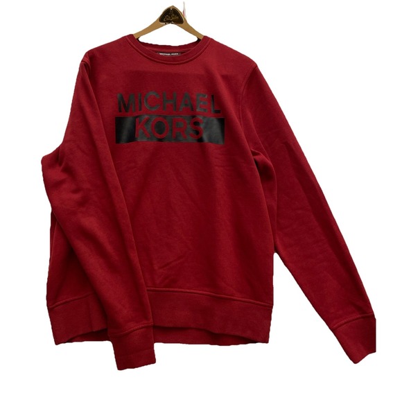 Michael Kors Red Blue MK Logo Sweatshirt Long Sleeve Pullover Size XL $80 NWT
